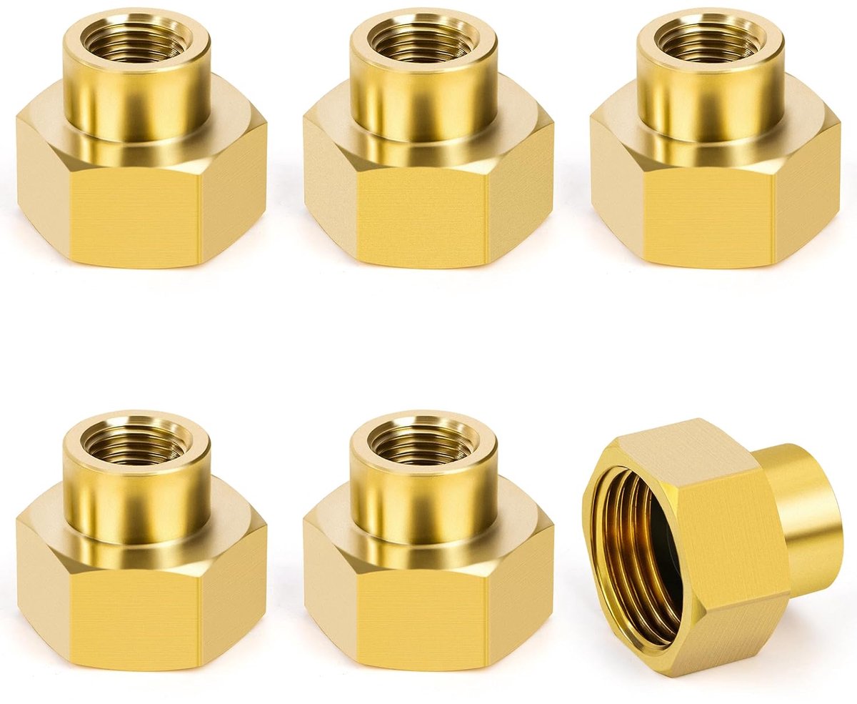 Hose connector 1/2 inch x 1/4 inch - messing - hex koppeling - perfect voor slangaansluitingen - ShopVlot