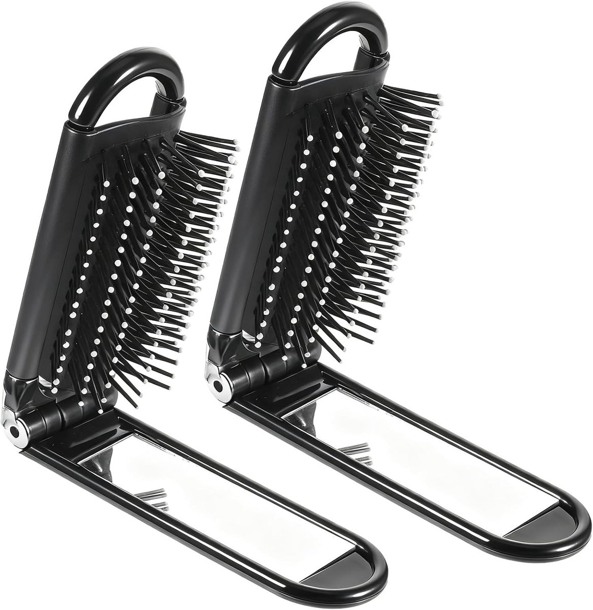 Vouwbare Reis Haarborstel met Spiegel, Compacte Mini Haarborstel, Handige Haarstyling Tools voor Thuis en Op Reis, Ideaal voor Mannen en Vrouwen