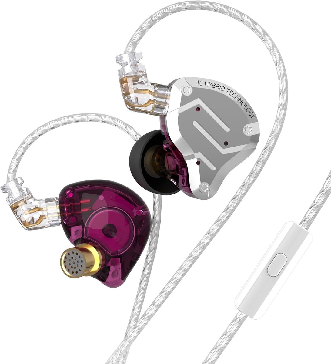 In-Ear Headphones HiFi Monitor - 5 Drivers - Purple met Microfoon - Ideaal voor Drummers - ShopVlot