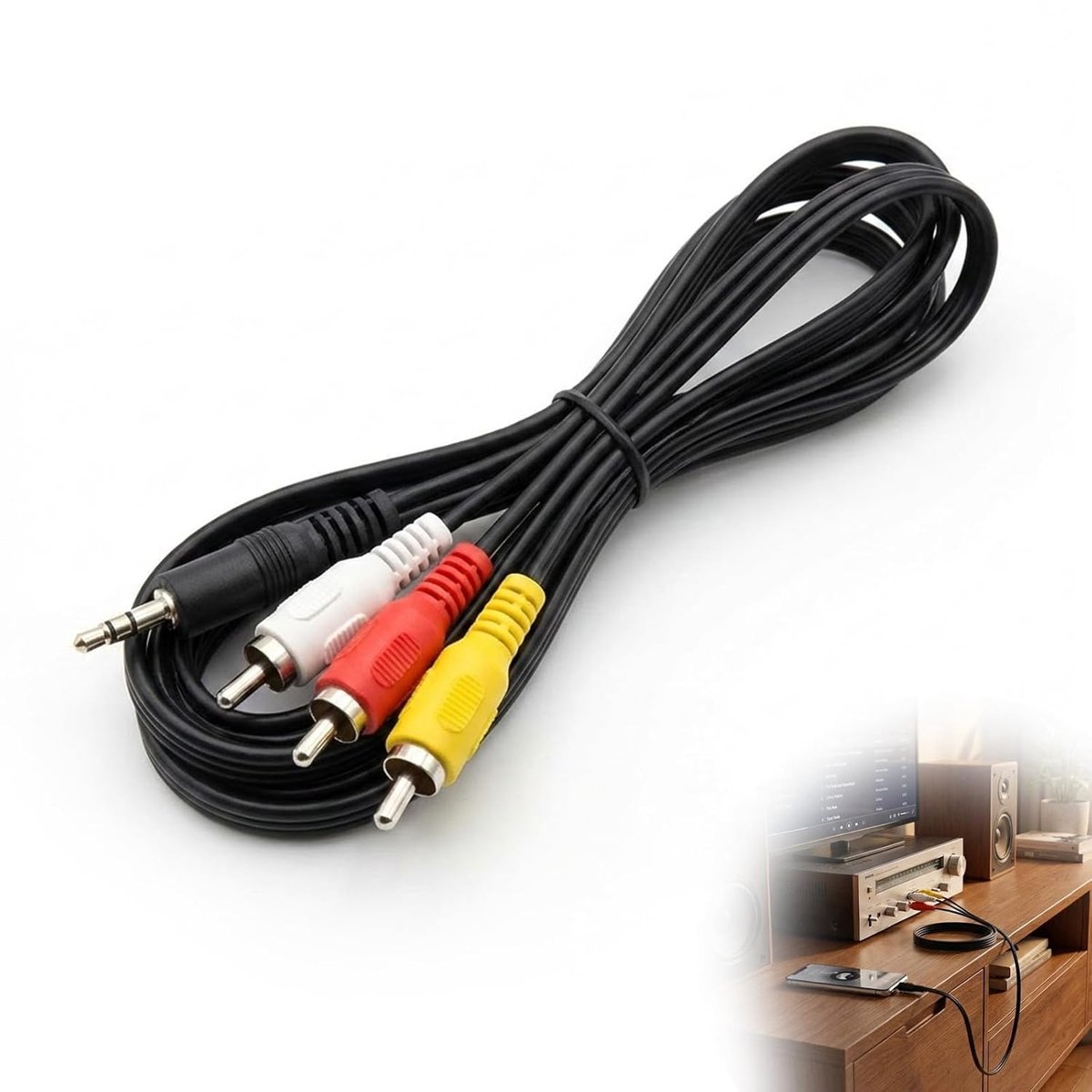 3.5mm naar 3x RCA kabel 3m - hoge kwaliteit koper - stabiele transmissie - ideaal voor thuisbioscopen - ShopVlot