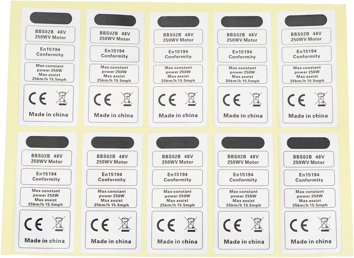 Sticker CE-label 10 stuks - Waterproof - Voor Bafang BBS02B/BBS01B - Bescherming tegen slijtage - ShopVlot