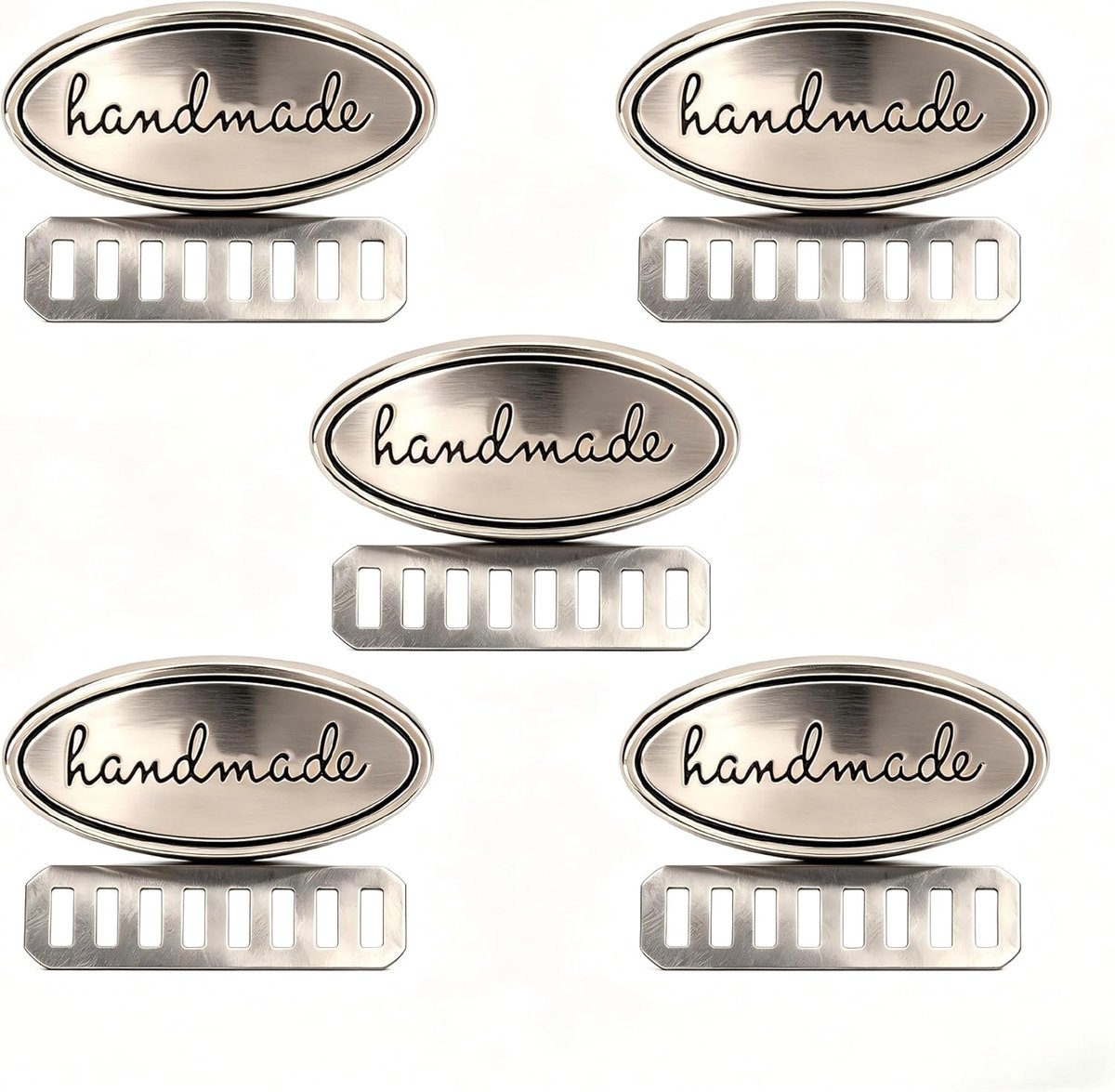 Metaal labels 5 stuks - retro design - handgemaakt - voor unieke kleding en accessoires - ShopVlot