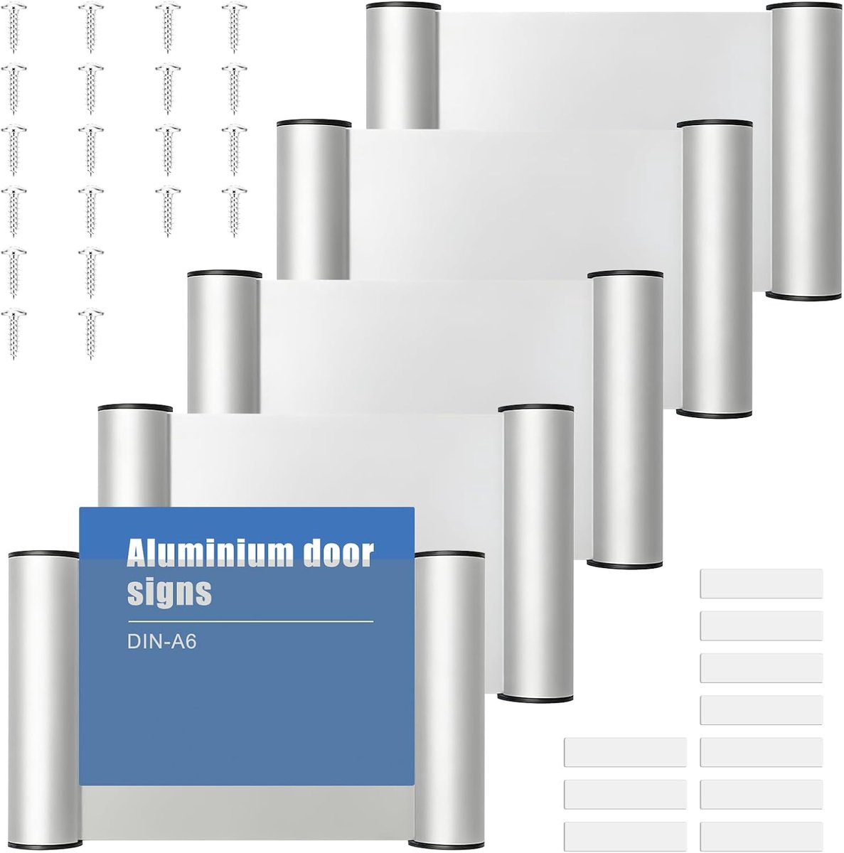 A6-deurbordjes 5 stuks - aluminium met pvc-afdekking - zelfklevend of te schroeven - modern en professioneel - ShopVlot