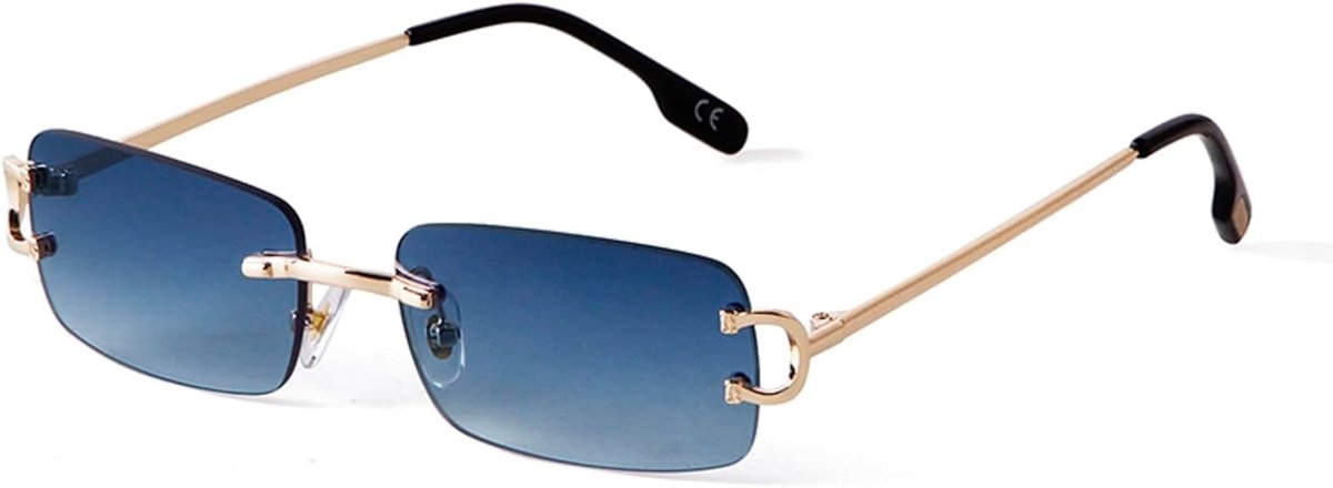 ADEWU Unisex Retro Vintage Rimless UV Protection Narrow Rectangular Sunglasses for Men and Women - ShopVlot