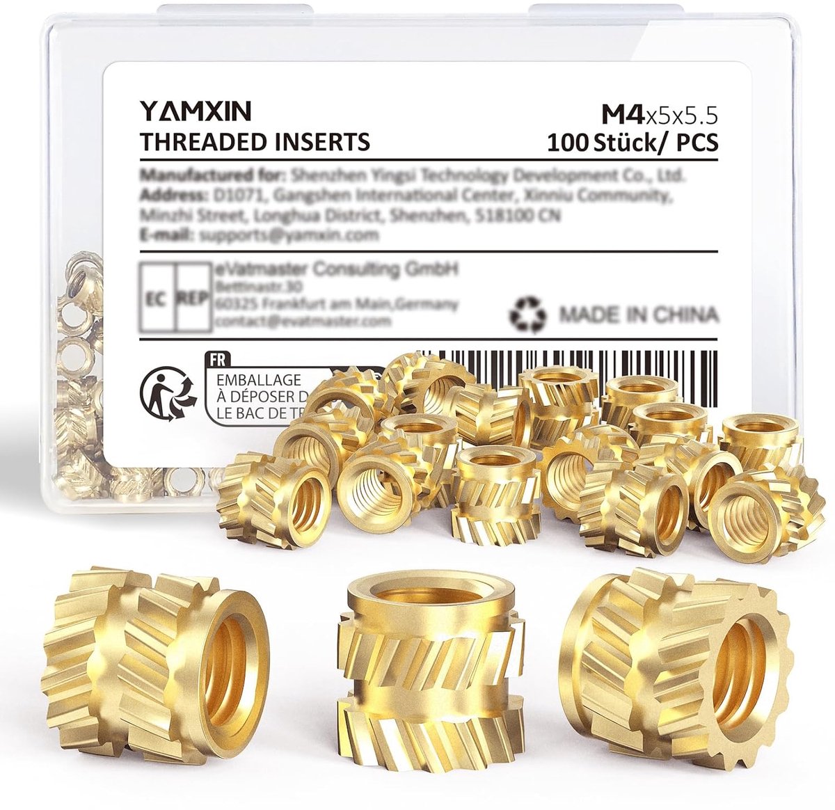 M4 Thread Inserts for 3D Printing, Pack of 100 M4 x 5.5 x 5.5 mm Brass Melting Nuts for Plastic Parts - ShopVlot