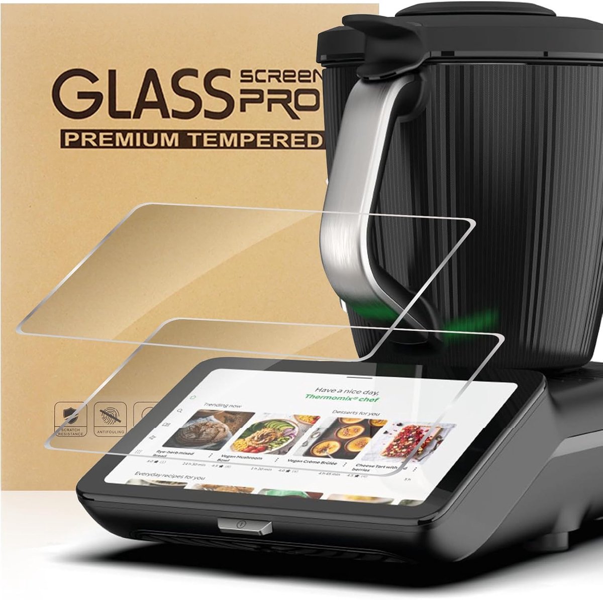 Displaybeschermfolie voor Thermomix TM7, pantserglas, 9H hardheid, beschermfolie voor Vorwerk Thermomix TM7 - ShopVlot