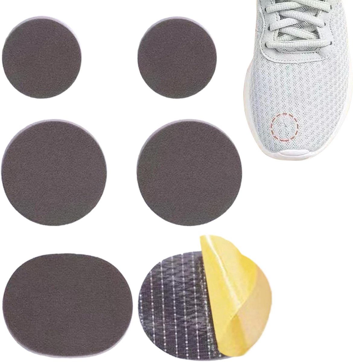 Self Adhesive Repair Patches, 6 Pack Shoe Heels, Repair Patch for Sneakers Holes Round Adhesive Heel Patches Shoe - ShopVlot