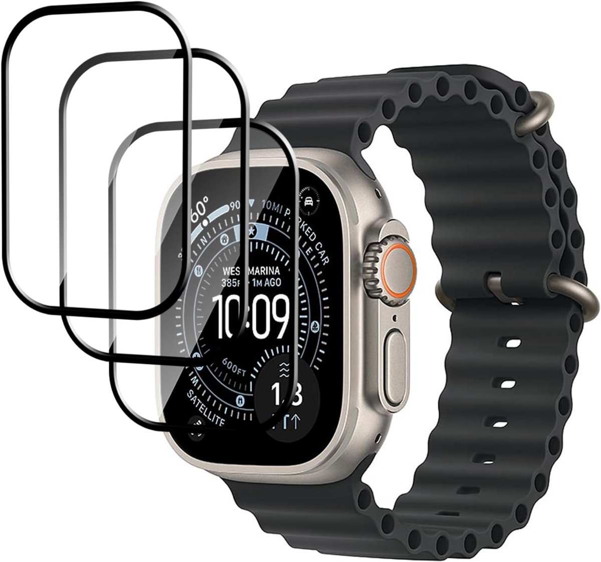 3 Pack Schermbeschermer voor Apple Watch Ultra 3,3D Gebogen Rand Anti-kras Bubbelvrij HD Ultra Onbreekbaar Flexibele - ShopVlot