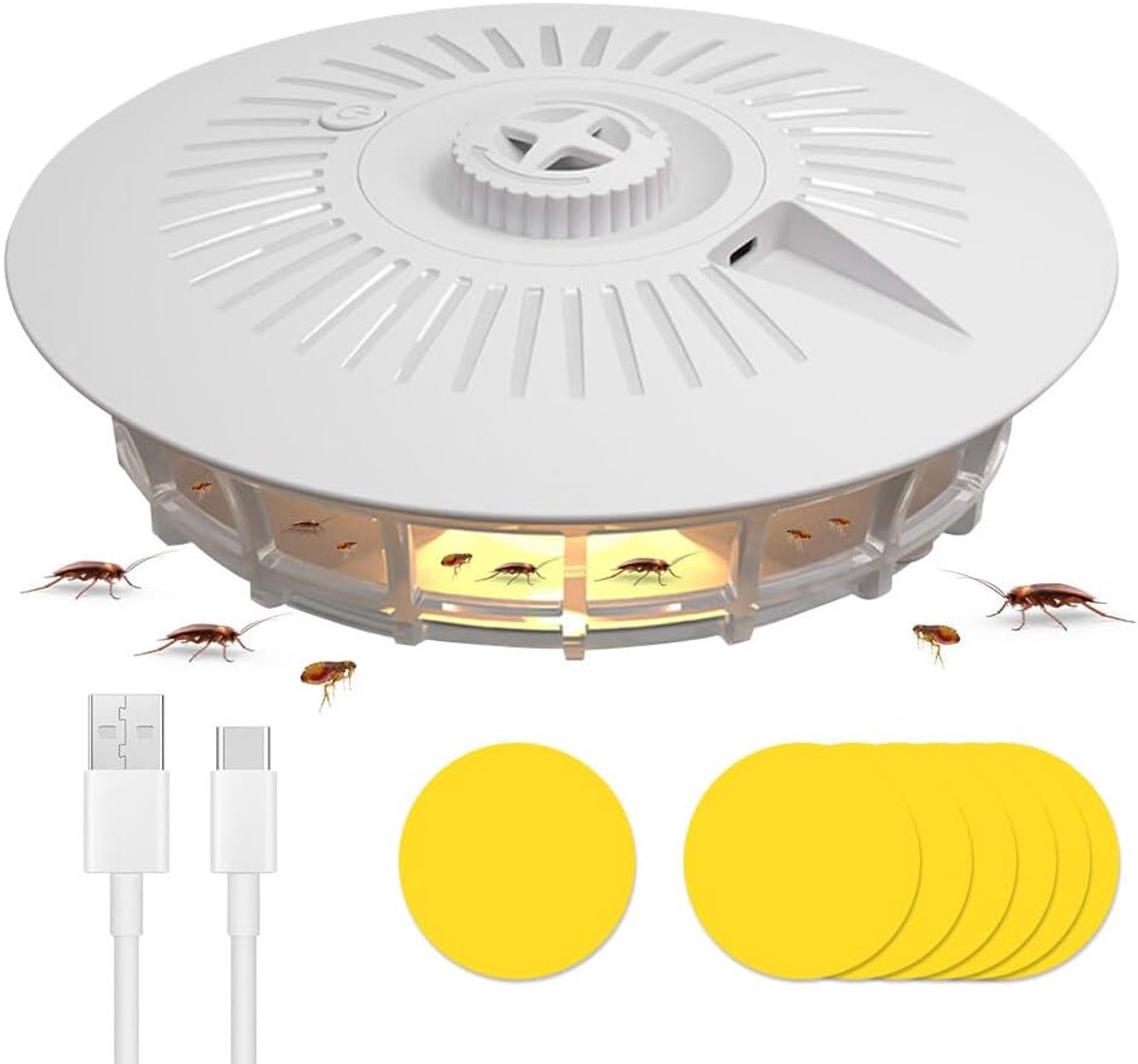 Home Flea Trap, with 7 Adhesive Pads, 4 Light Modes, Flea Light, Omnidirectional Flea Trap, Flea Trap for Home, Test - ShopVlot