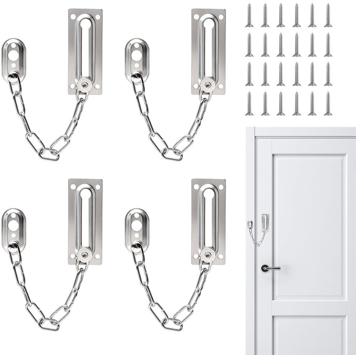Solidchoice - 4 Stuks Veiligheidsdeurkettingen voor Deuren