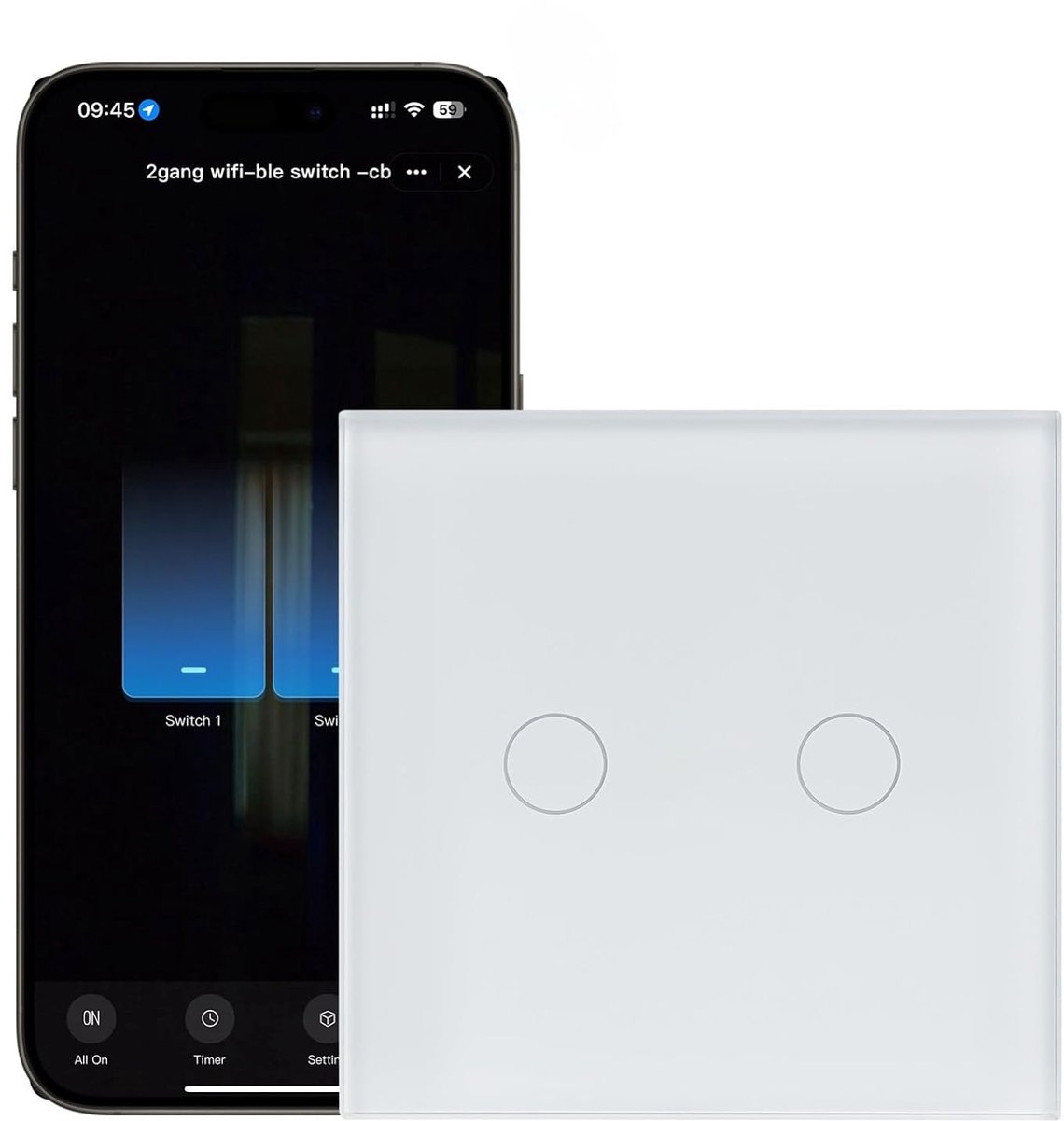 Alexa Light Switch (Neutral Required), WIFI Smart Touch Light Switch with Glass Pane, Compatible with Tuya Smart Life - ShopVlot