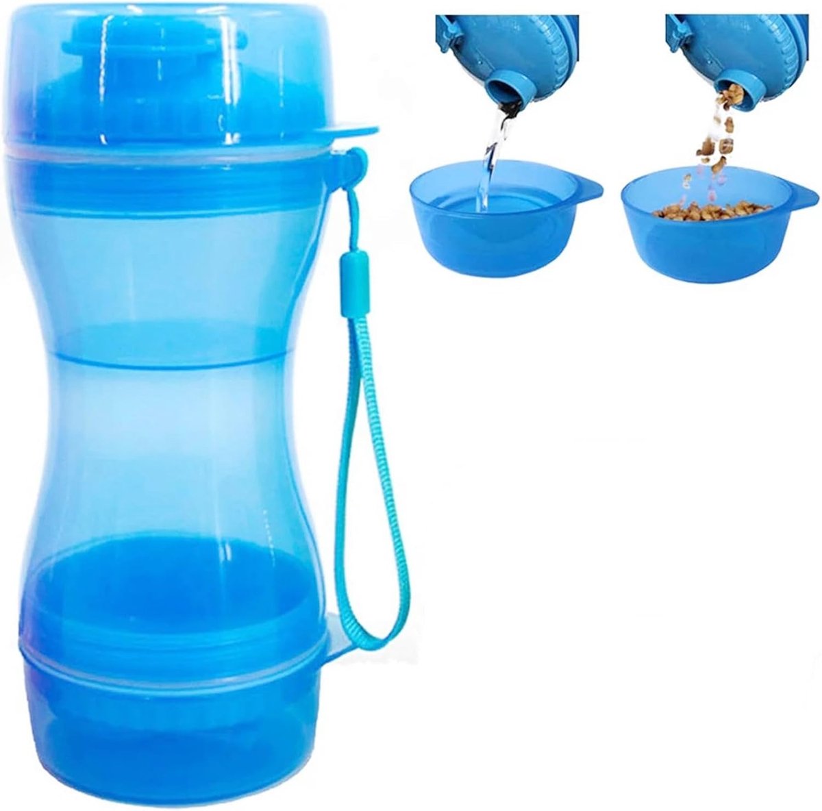 Hondendrinkfles met drinkbak - 2-in-1 ontwerp - blauw - ideaal voor onderweg - ShopVlot