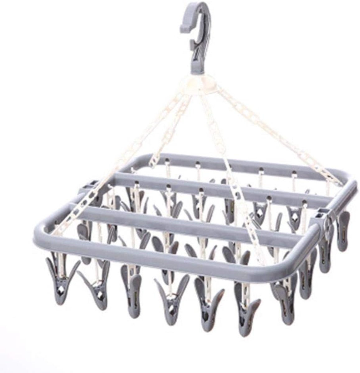 Wasdrogerhanger met flexibele pegs - grijs - ruimtebesparend - ideaal voor binnen en buiten - ShopVlot
