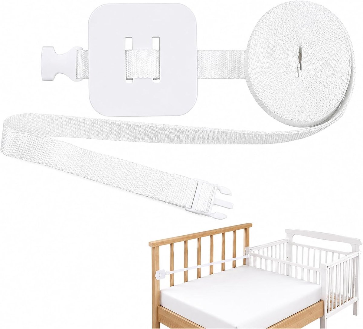 Bijzetbedbevestiging 8 m riem - universele riem - verstelbaar - veilig slapen voor baby - ShopVlot