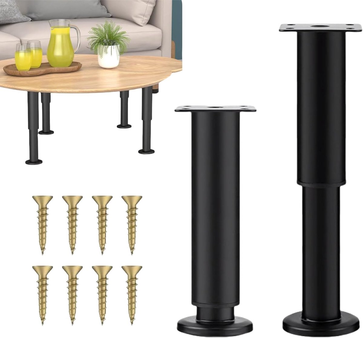 Furniture Legs, Height Adjustable, 2 Pieces, Adjustable Furniture Legs, Stainless Steel Furniture Legs, Metal Cabinet - ShopVlot
