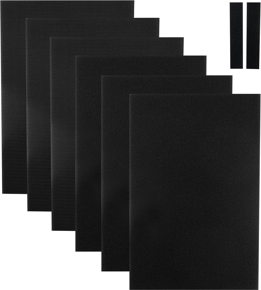 Velcro Fastener 3 Pairs 20 x 30 cm with 3 Pairs of 10 cm Velcro Fasteners, Black Velcro for Clothing, Shoes (Black) - ShopVlot