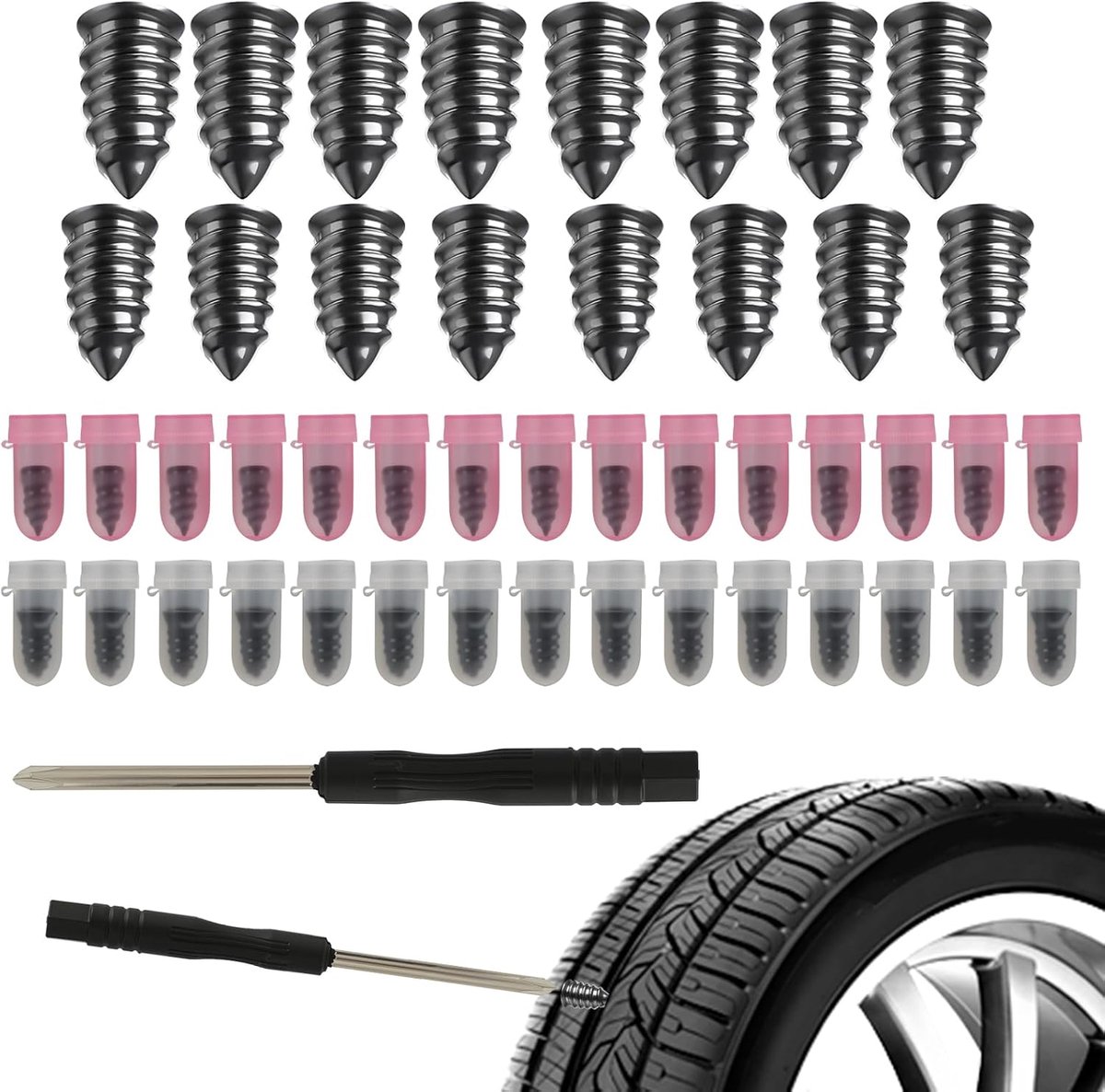 30-delige bandenreparatieset met rubberen nagels en schroevendraaier - ShopVlot