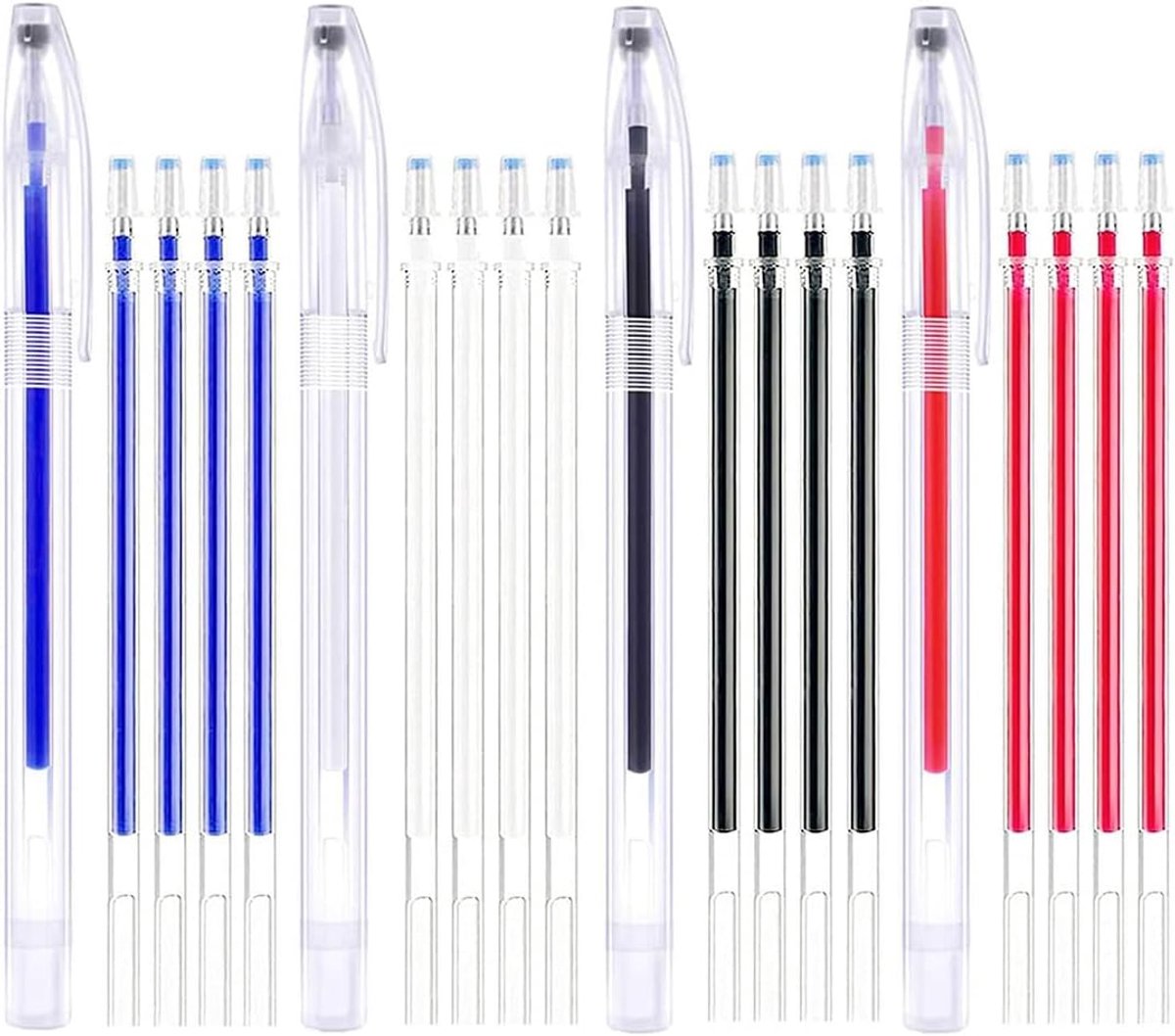 Heat Erasable Markers, 4 Colours, Fabric Highlighters with 20 Refills, Interchangeable Pens for Quilting, Sewing - ShopVlot