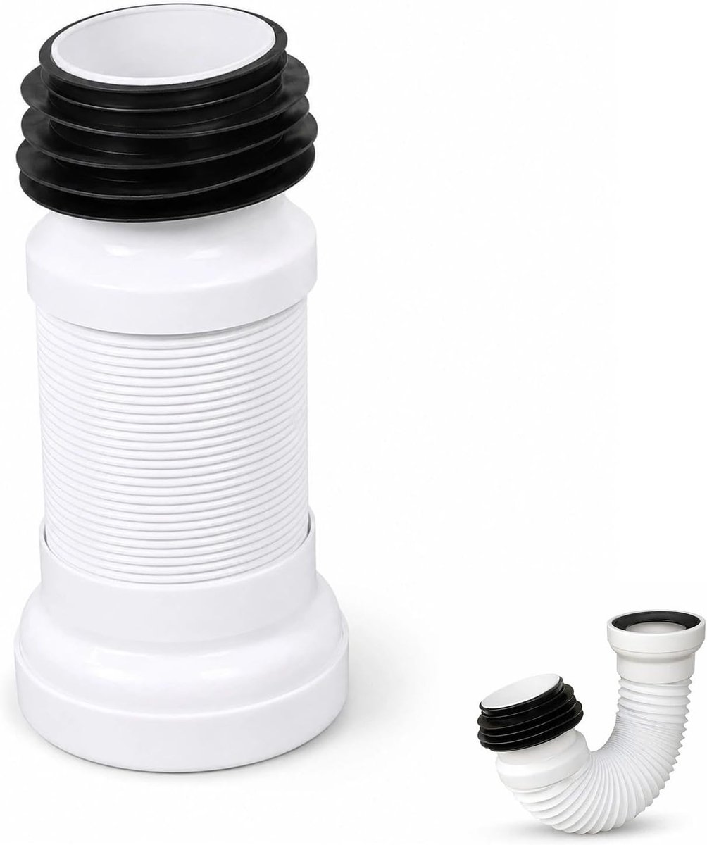 WC-aansluitbuis, flexibel, 25 cm, instelbare wc-aansluitset voor afvoerbuis, universele wc-aansluitbuis, flexibel - ShopVlot