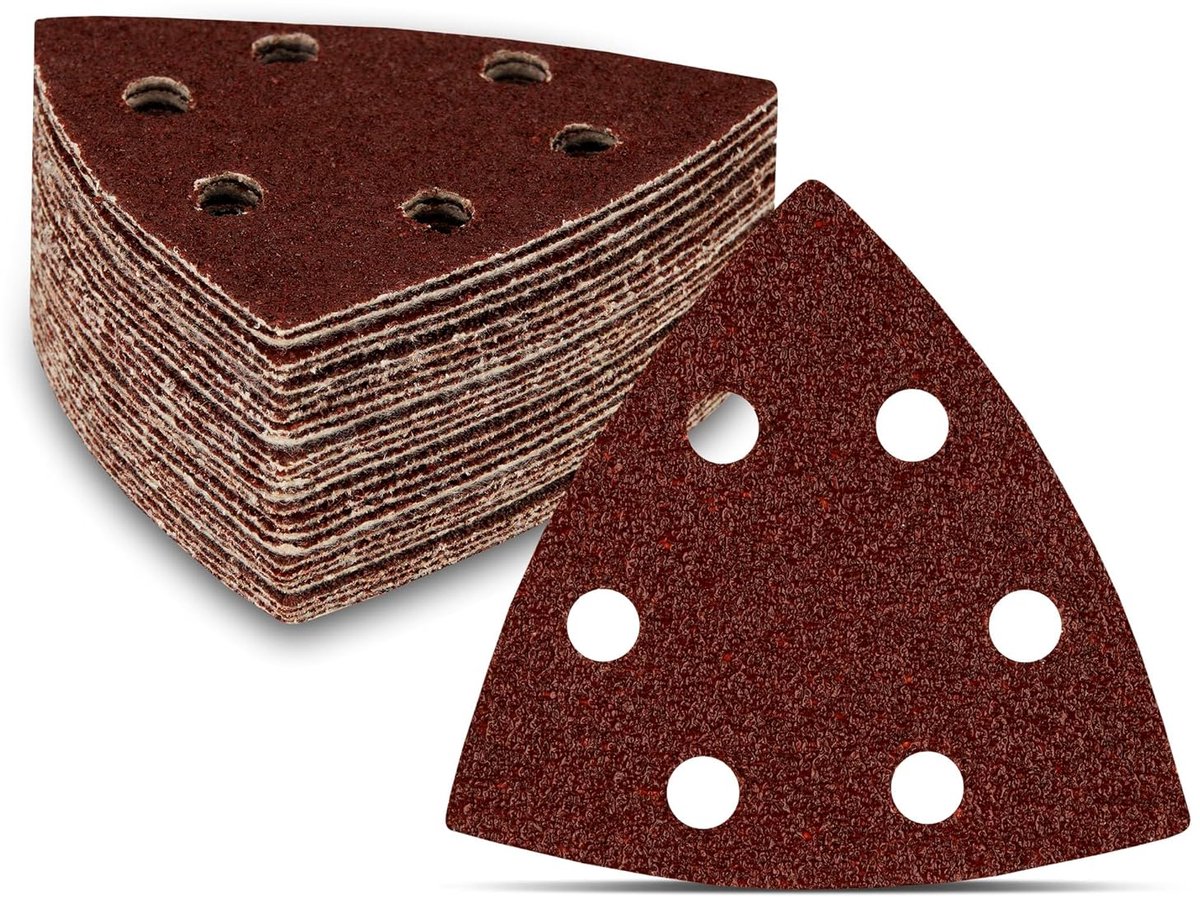 Fd-Workstuff Delta sanding triangles - 180 pieces - 6 holes - 93 x 93 x 93 mm - each 30 x grit 40/60/80/120/180/240 - ShopVlot