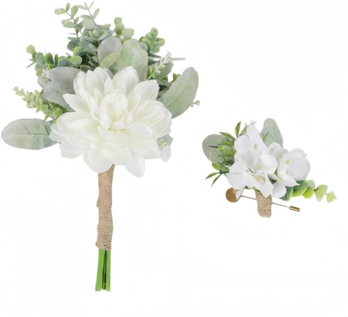 Trouwboeketten voor bruid, bruidsmeisje en boutonniere voor mannen, set kunstbloemen, bruidsmeisje boeket van - ShopVlot