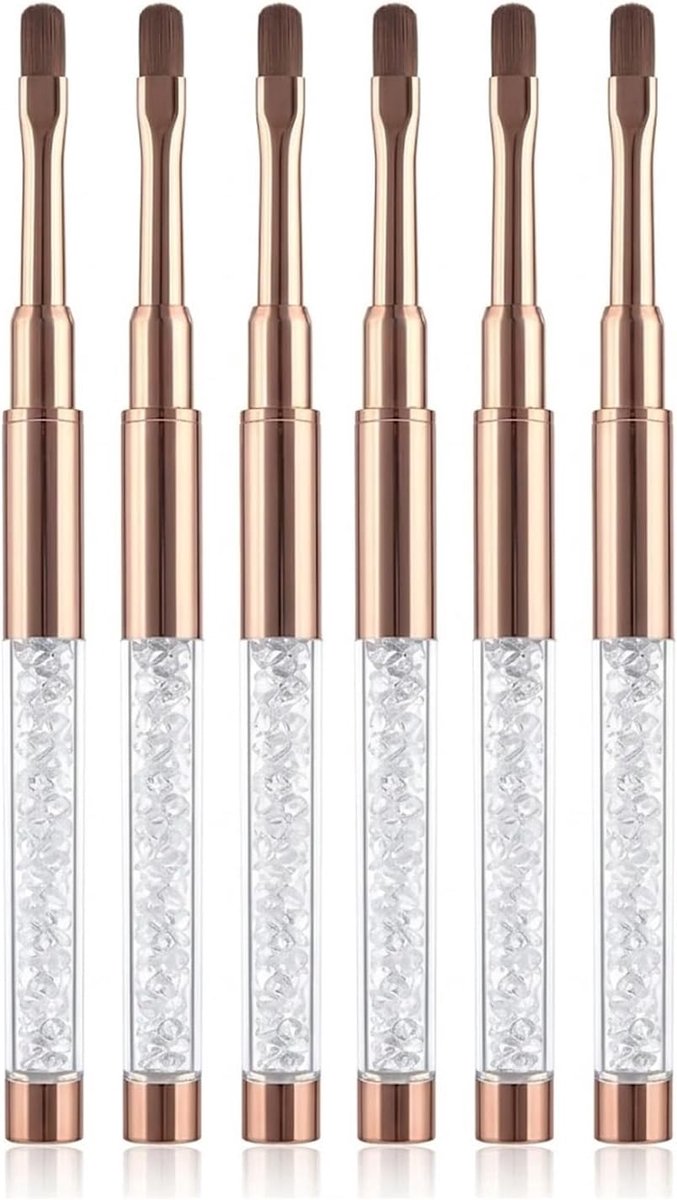 6 stuks nageldesign kwastenset, precisiekwast voor gel en acryl, veelzijdig gereedschap voor uv-lak, Franse manicure - ShopVlot