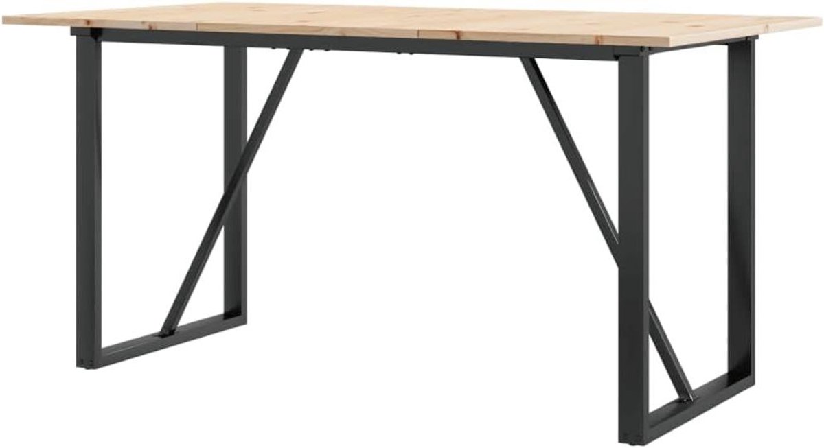 Eettafel Massief Grenen - Houten Tafel - Gezellig Tafelen - O-vormig Frame - 140x80 cm - Bruin