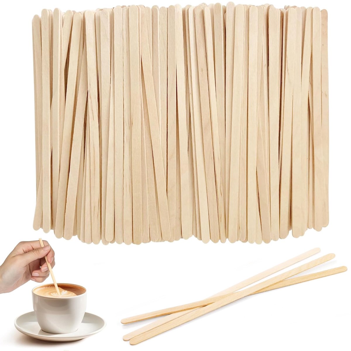 Solidchoice - 100 Stuks Houten Koffie Roerstaafjes 14 cm Lang