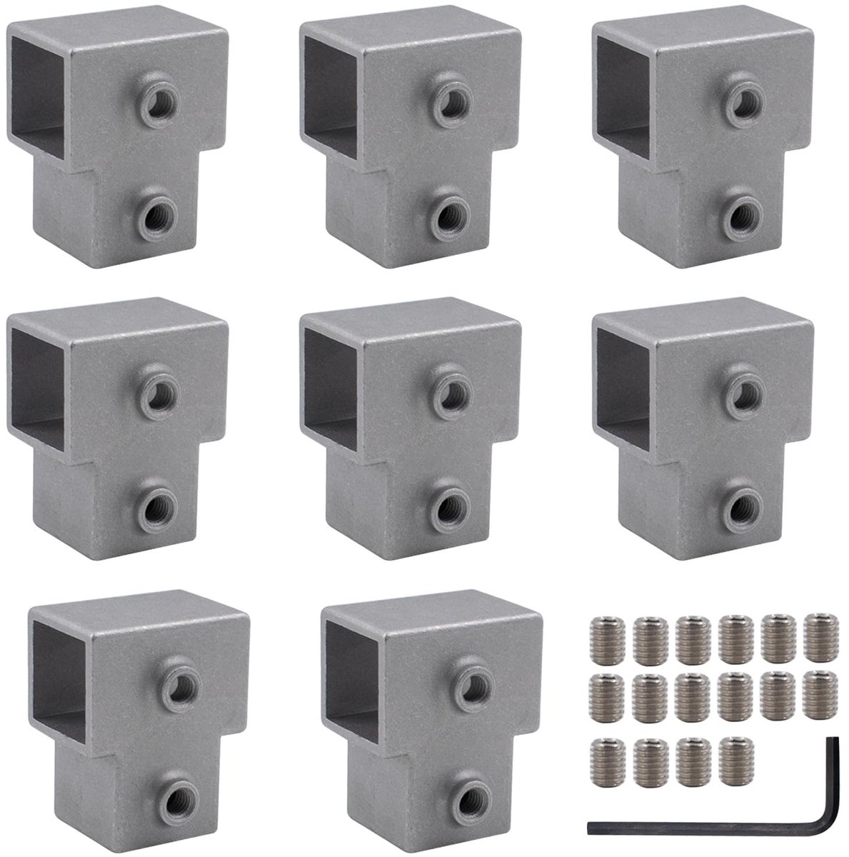Solidchoice - Set van 8 Aluminium Legering T-Connectoren voor Vierkante Buizen
