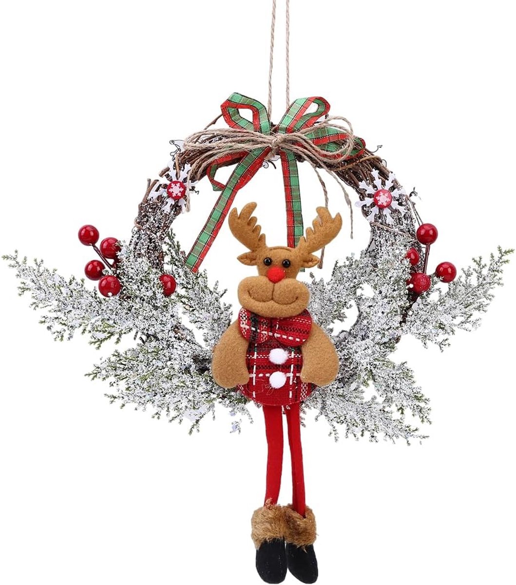 Kerstkrans 35 cm - Elkhout - Feestelijke decoratie - Voor voordeur of raam - ShopVlot
