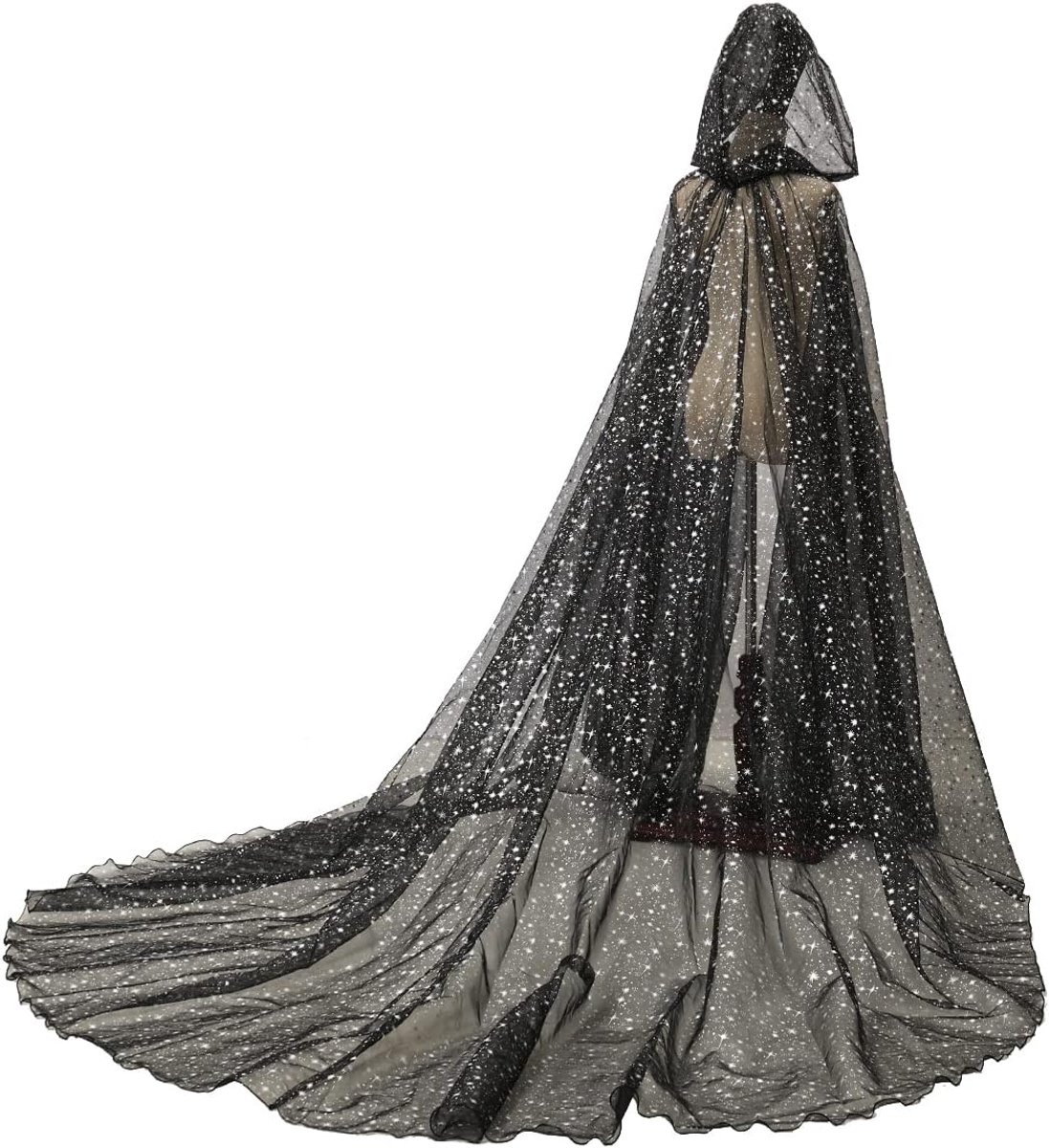 Huwelijksrobe met lange rug en capuchon - Tulle - Elvenstijl - Perfect voor bruiloften - ShopVlot