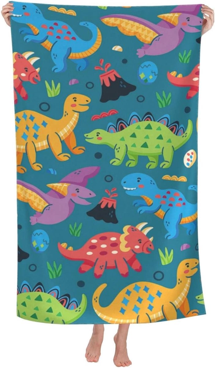 Kinderen Strandlaken Dinosaurus 75 x 150 cm - Microfiber - Zacht en Absorberend - Ideaal voor Strand - ShopVlot