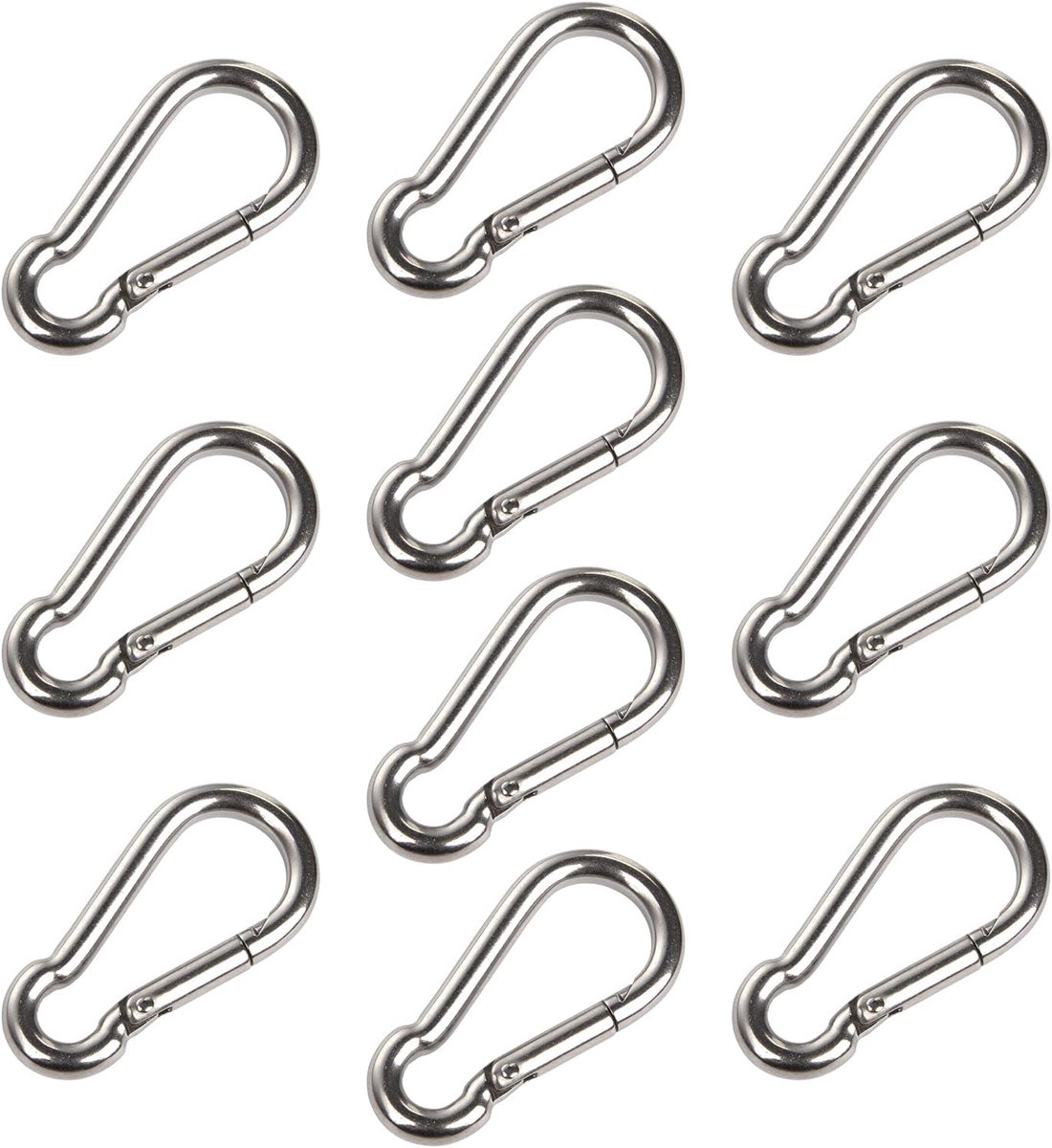 Carabiner haken 50mm - roestvrij staal - 10 stuks - perfect voor camping en reizen - ShopVlot