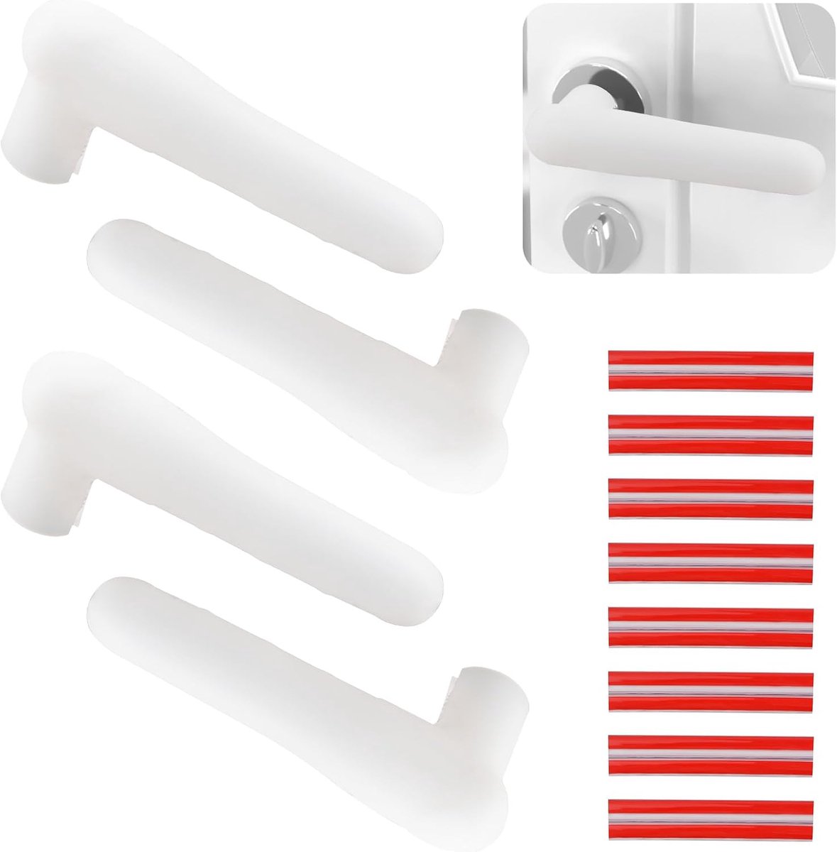 Deurhandgreep Covers 4 Stuks - Transparant Wit Siliconen - Antislip Bescherming - Bescherming tegen Stoten - ShopVlot