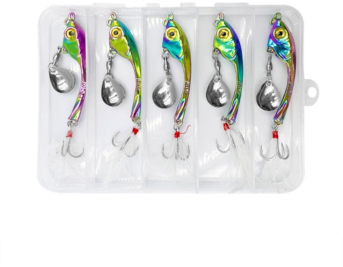 Solidchoice - Set van 5 Metalen Vissersaas met Spinner voor Verschillende Vissoorten