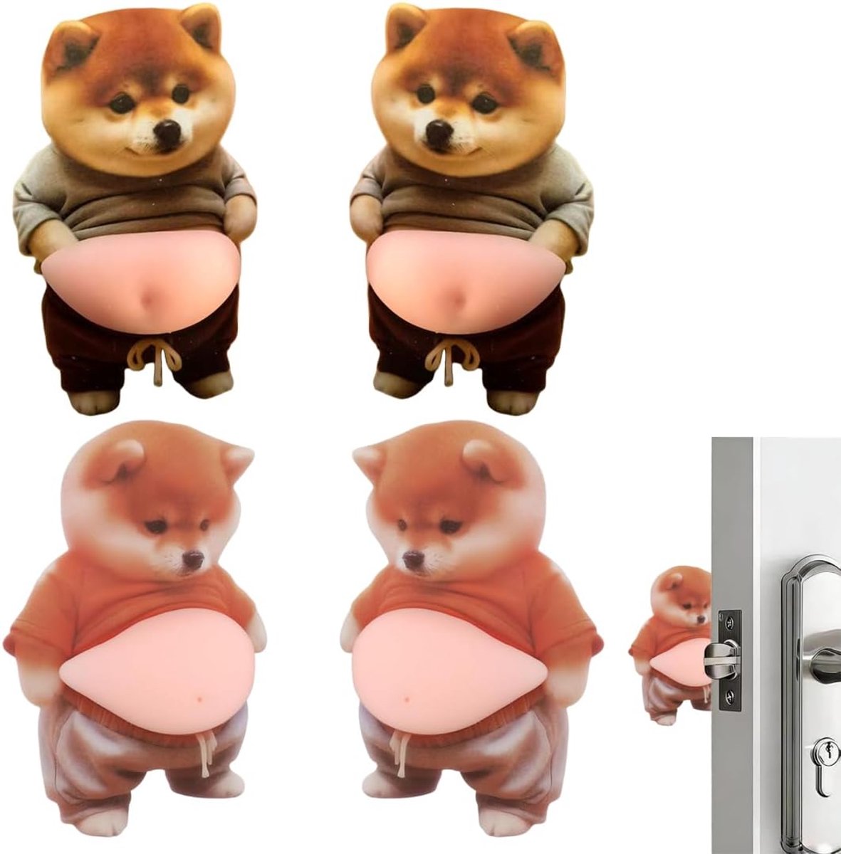 Deurstoppers vloerstickers - Shiba Inu design - bruin rubber - decoratieve bescherming voor uw vloer - ShopVlot