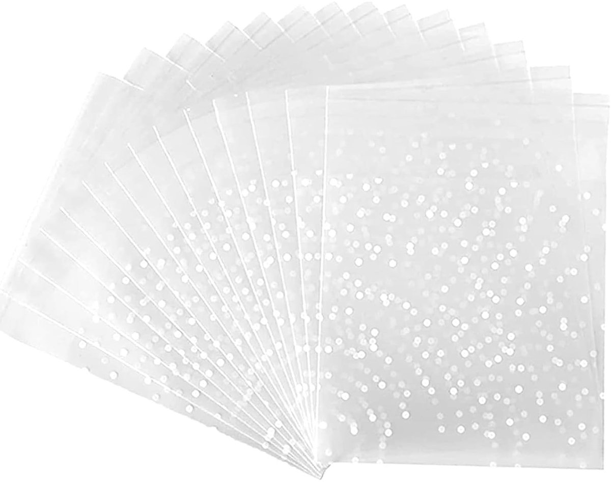 Solidchoice - Transparante Cellofaanzakjes met Witte Dots - 200 Stuks