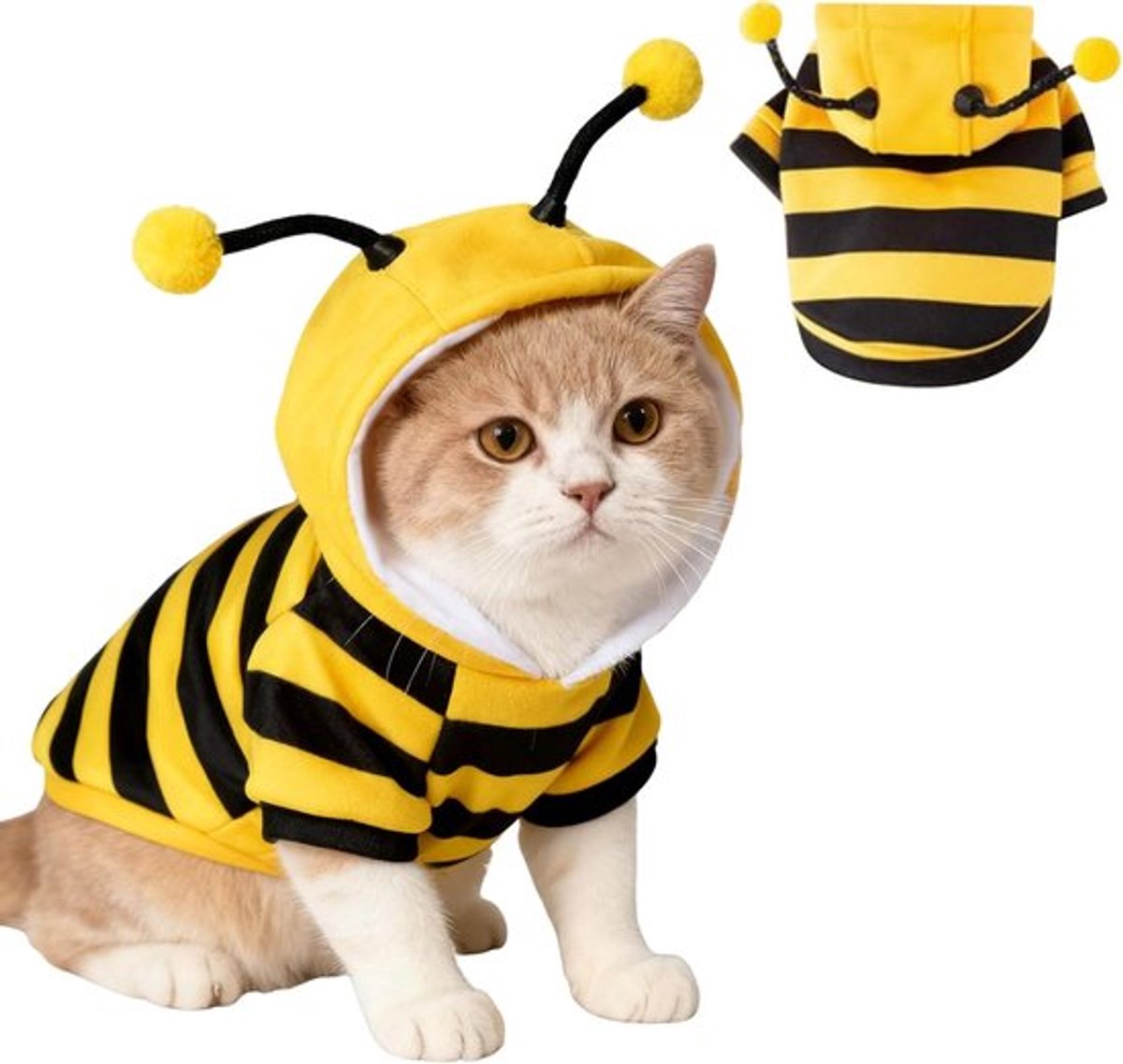 Kat Bijenkostuum - Kat Halloween - Kostuums Grappig Hondenbijenkostuum - Kitten Halloween - Kostuums Kleding Outfit Cosplay Huisdier - Hoodies voor Katten en Kleine Hond