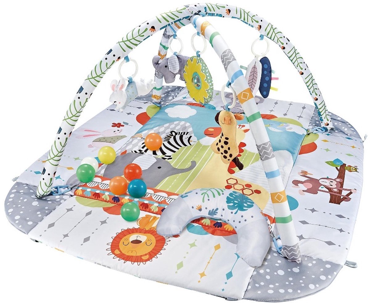 Casalora Multifunctionele Baby Gym Speelmat met Bogen - Speelkleed & Speelhek – 7 Sensorische Speeltjes - Sensorisch en Motorische Ontwikkeling