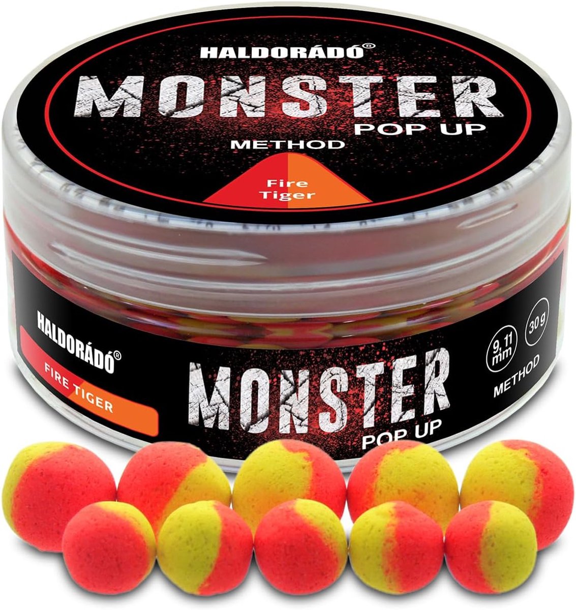 Drijvende Boilies 9-11 mm - Fire Tiger - Zwarte Peper & Perzik - Perfecte presentatie voor grote vissen - ShopVlot