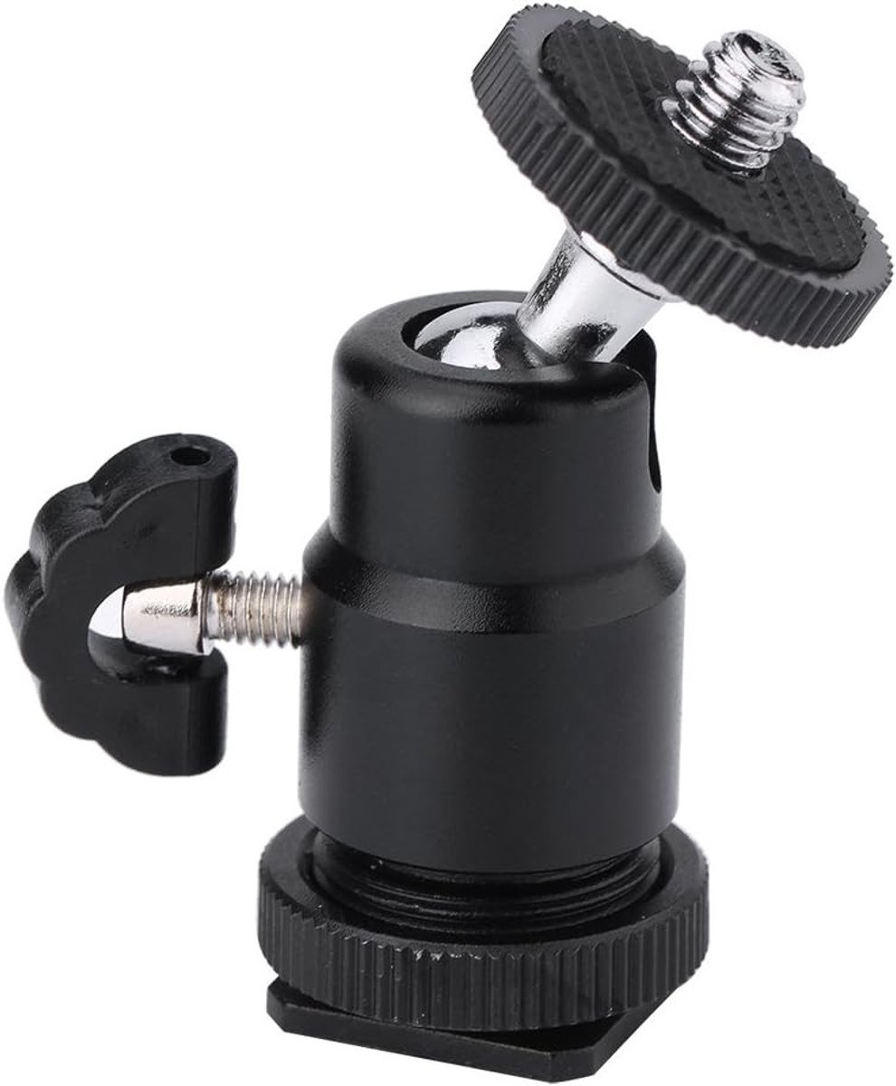 Mini Ball Head Adapter voor Camera Statief met 1/4 Inch Schroefdraad en Smartphone Houder voor Videolampen en Accessoires