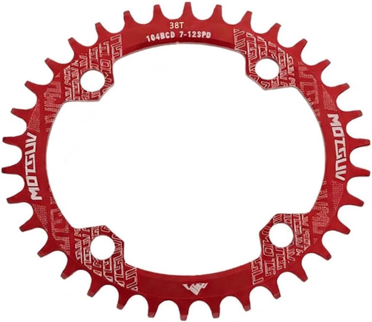 104 BCD 38T Narrow Wide Chainring Oval Single Chainring for Bicycle (Red) - ShopVlot