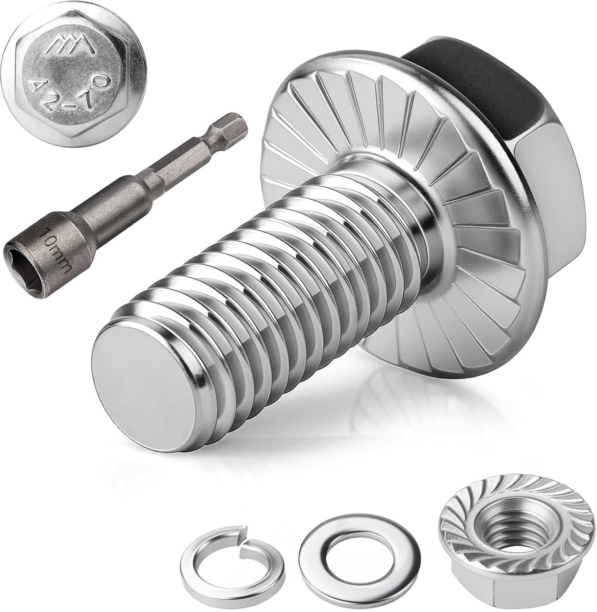 Hexkopbouten M6 x 12 mm - RVS A2 70 - Volschroefdraad - Ideaal voor stevige bevestigingen - ShopVlot