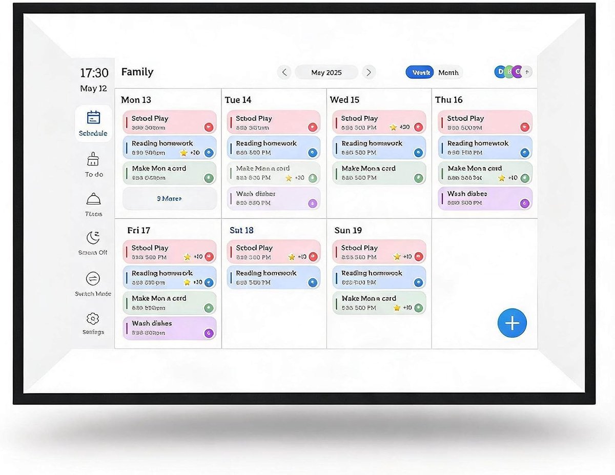 Interactieve Digitale Kalender 10.1 Inch met HD Touchscreen, Gezin Planner en Maaltijdschema voor 2023