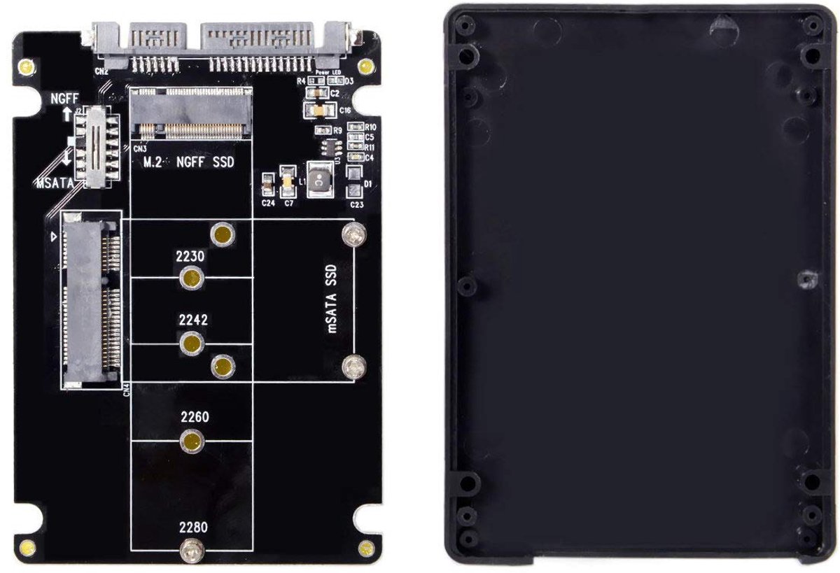 Cablecc Combo M.2 NGFF B key & mSATA SSD to SATA 3.0 adapter converter enclosure with switch - ShopVlot