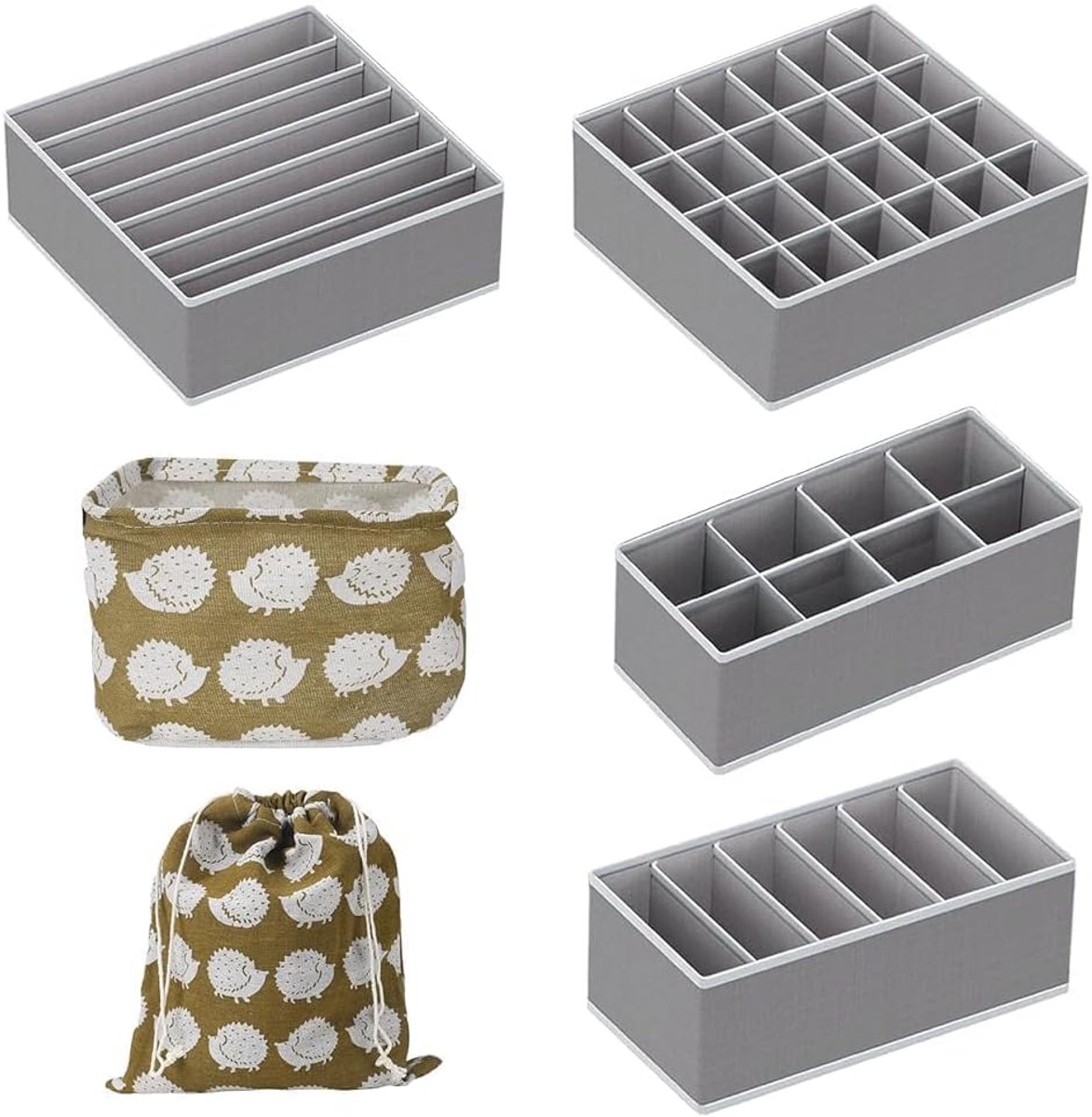 Set van 6 opbergdozen voor ondergoed, lade-opbergsysteem, lade-organizer, opvouwbaar ondergoed, organizer, lade - ShopVlot
