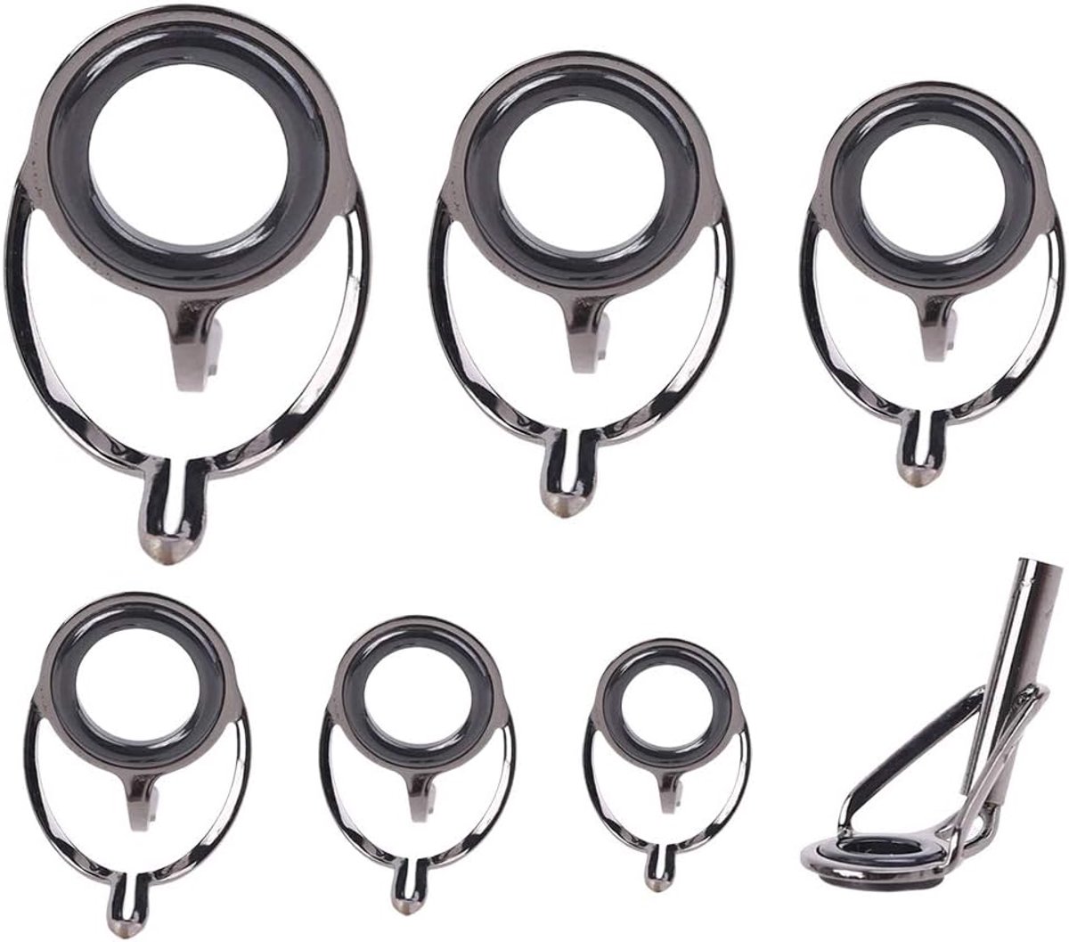 7 stuks verschillende maten visringen bovenringen geleiders voor reparatielijnen stangen set ogen - ShopVlot