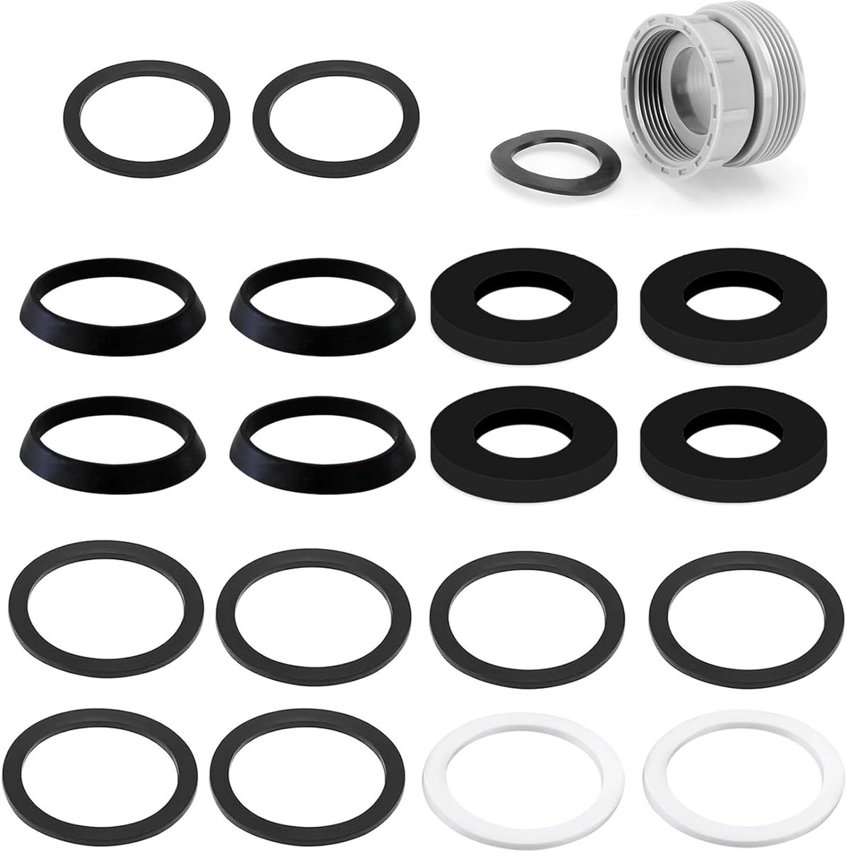 22 Pcs Siphon Seals - Sink Seal Drain 1 1/2 Inch - Sealing Set Siphon Sink for 40mm Siphon with Flat Seals and Wedge - ShopVlot