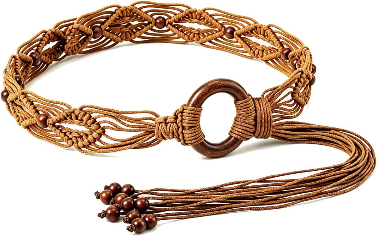 Boho gevlochten riem voor dames, geweven tailleriem voor vrouwen, lange kwastjes tailleriemen, renaissancetouwriemen - ShopVlot