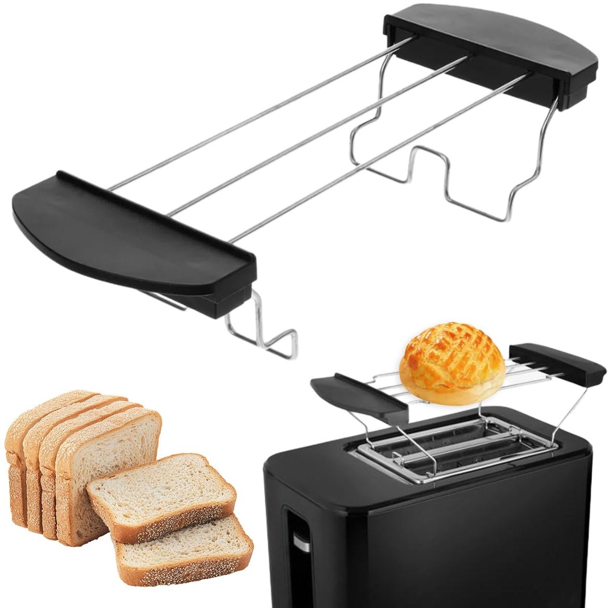 Solidchoice - Vouwbare RVS Toaster Rack met Antislip Handvat